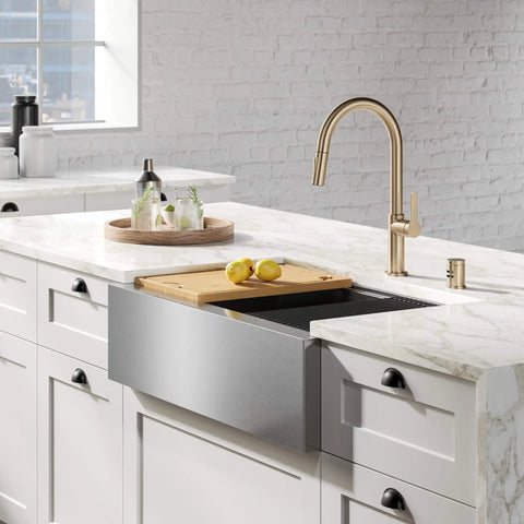 Modern kitchen with Dishwasher Air Gap In Brushed Gold Kit That Prevents Backflow And Keeps Dishes Clean No Nonsense Installation