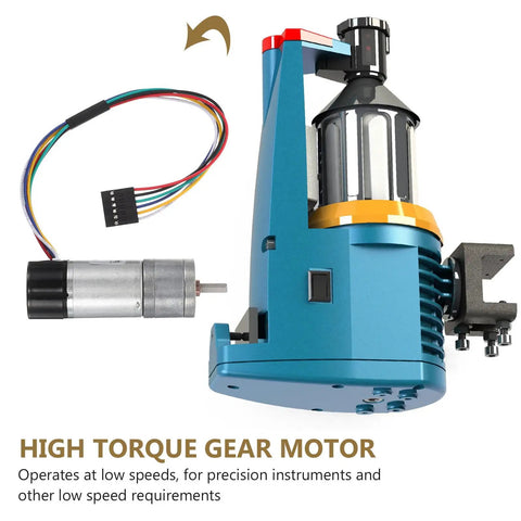 Top Shelf High Torque Metal Dc Micro Motor With Encoder, Heavy Duty Speed Reducer For Low Rpm Fans And Workshop Gear, Smooth Forward Reverse Rotation That Handles Any Heavy Lift, shown with wires.