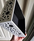 Handcrafted Moroccan Wood Doorbell Cover With Traditional Chime Box, Rustic Entryway Decor, 9.84 x 7.87 x 3.15 inch, intricate design
