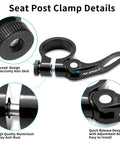 Aluminum Alloy Quick Release Bike Seat Clamp 34.9mm with anti-rust finish and adjustment knob for easy installation.