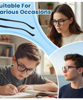 Black Eyeglasses Repair Kit With Straight Up Solid Temple Arms And Premium Nose Pads for fixing frames in various settings.