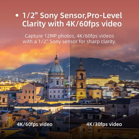 Top Of The Line Mini Drone With Camera Cranking 4K 60fps Smooth Videos And 8K Ultra-Clear Photos side-by-side comparison of 4K/60fps and 4K/30fps video quality.