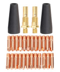 All In One MIG Welding Kit With 24 Tips 2 Flux Core Nozzles 2 Gas Diffusers Premium Copper Brass Teflon Parts 28 Piece Set