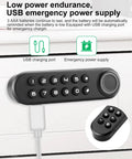 Smart Biometric Cabinet Lock With Fingerprint Password And USB Key showing keypad and USB charging cable