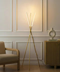 LED Tripod Floor Lamp For Living Room And Bedroom, Dimmable Modern Standing Lamp With 3 Lights, Gold Antique Brass Finish