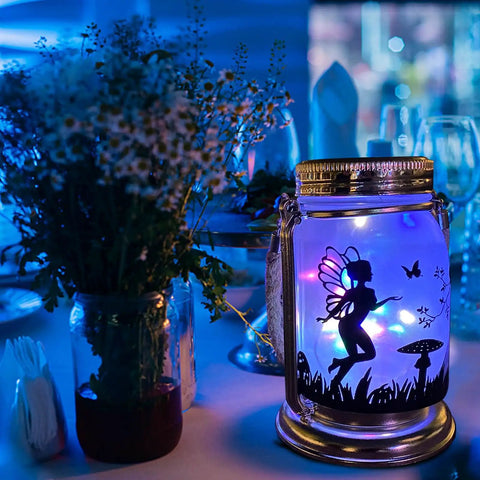 2 Pack Solar Fairy Lanterns For Garden Decor Hanging Glass Jar Mason Lanterns With Warm LED Light Cozy Whimsical Outdoor