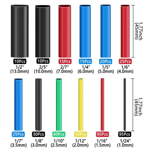 430 Pieces Two To One Heat Shrink Tubing Kit For Wires Industrial Marine Grade Waterproof Heat Shrink Wrap With Twelve Sizes