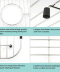Stainless Steel Sink Grid Protector For Kitchen Sink 11 3/4 By 13 7/8 Inches Center Drain 304 Food Grade Rubber Feet Features