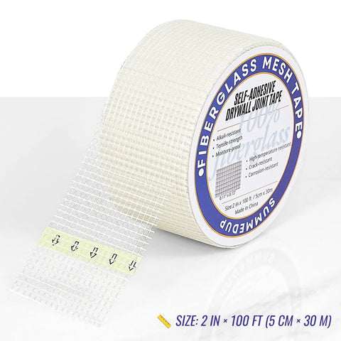 2 Inch By 100 Foot Fiberglass Drywall Repair Tape Self Adhesive Joint Tape For Wall Patches And Cracks Seams Heavy Duty Mesh Roll