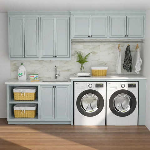 Laundry room setup with Undermount Bar Sink 15x17 Inches 16 Gauge Stainless Steel Wet Prep Single Bowl Handmade T304 Brushed Finish.