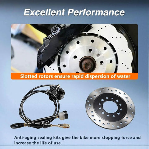 Beefy Hydraulic Rear Disc Brake Caliper Kit With Stainless Steel Rotor And Replacement Pads for Dirt Bikes, Quads, ATVs