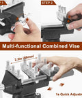 Close-up showing hands adjusting the Two In One Magnetic Soldering Third Hand With Heavy Duty Metal Workbench Vise.