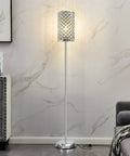 Crystal Floor Lamp With K9 Crystals Tall Silver Modern Standing Light Luxe Accent Lamp for living room with foot switch