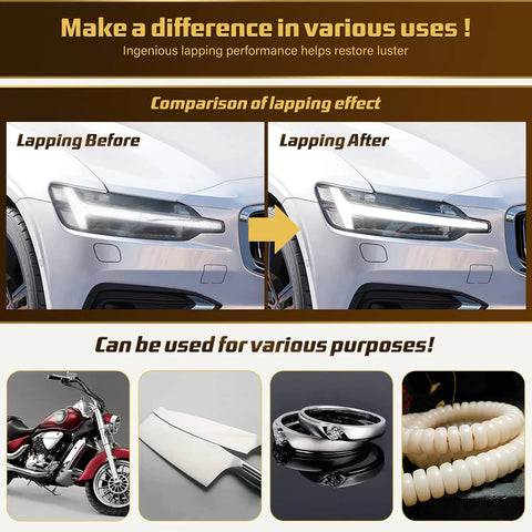 Comparison of car headlight lapping before and after using 25-Piece Wet Dry Sandpaper Set with 1000 2000 3000 5000 7000 Grit
