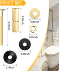 Heavy Duty Toilet Tank Bolt Kit 4 Pack Stainless Bolts Brass Nuts Easy Install with dimensions and bathroom view