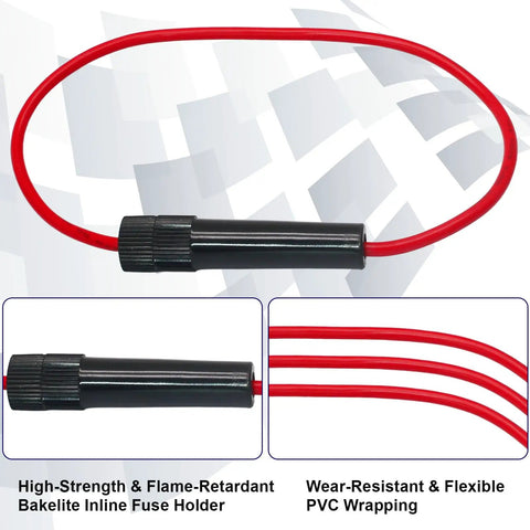 Beefy 250V Inline Fuse Holder Set With Six 6X30mm 1A Glass Fuses Bakelite Build High Heat Insulation Sweet Protection For Automotive Car Audio Gear And Home Projects Nifty Solution with red PVC wiring.