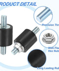 4 Pack M5 By 12mm Rubber Mounts 15mm By 15mm Cylindrical Anti Vibration Isolator Studs With Nuts For Cars, Bobbin, Generators And Air Compressors Heavy Duty, black rubber mount with threaded stud