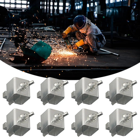 Pro Grade Butt Welding Clamps For Sheet Metal Alignment And Edge To Edge Soldering Kit in use in a welding workshop