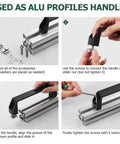Assembly instructions for 4 Pack 3030 Aluminum Handle Set with 120mm hole distance showing installation on aluminum profiles.