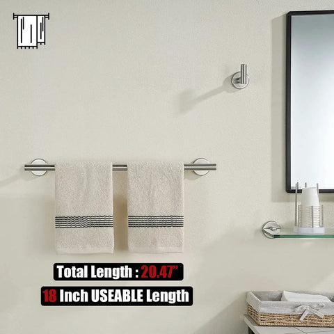 Stainless Steel Towel Bar 18 Inch Usable Length With Thick 0.8mm Tube And 2mm Posts Brushed Finish Wall Mount Rack For Bathroom