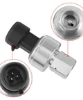 Close-up of AC Pressure Sensor Switch Compatible With Chevy Suburban Tahoe GMC Sierra Buick Cadillac Pontiac Saturn Isuzu Hummer Oldsmobile Saab 2002 2021 HVAC Pressure Transducer Replaces 13587668 with connector details.