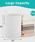 Cotton Rope Laundry Hamper Basket 58L Tall Woven Collapsible Organizer For Blankets Clothes Toys In Laundry Room Storage