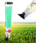 Manual Planter Transplanter Handheld Seeder For Garden Seedling Planting Tool With Fertilizer Spreader on corn field backdrop