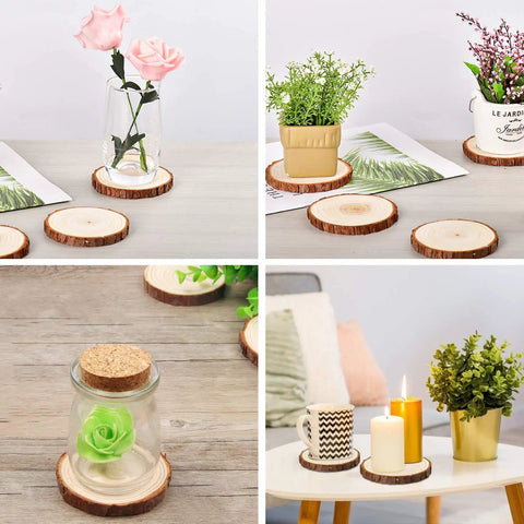 Unfinished Natural Wood Slices With Bark - 20 Pcs 3.5-4 Inch Wood Craft Kit For DIY Projects, Kids Arts And Crafts, coasters, decorations.