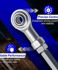 Adjustable Steering Tie Rods Set Of 2 238mm 240mm Lengths With 8mm Hole For 49cc Go Karts And Electric ATVs Built Beefy From Rust Resistant Metal For Easy Fit And Long Lasting Performance, silver tie rod end close-up