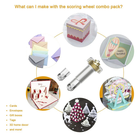 Heavy Duty Scoring Wheel Combo Pack Featuring Single And Double Quickswitch Tips A Straight Up Game Changer For Maker 4 3 Machines showcased with crafts.