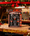 Heavy Duty Impact Socket Adapter And Reducer Set For Drills And Impact Drivers, 5-Piece Kit displayed on workshop table.