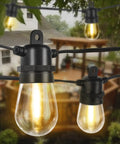 Outdoor LED String Lights 48ft Waterproof Patio Party Lights With Shatterproof Bulbs IP65 hanging over backyard gazebo
