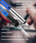 Close-up of 60W Soldering Iron Kit With Adjustable Temperature Jewelry Soldering Gun showing ceramic heater and features