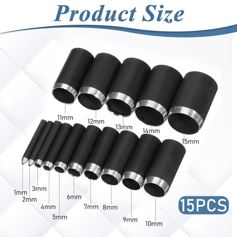 Leather Circle Cutter Tool Set 16 Piece Circle Punch Kit 1mm To 15mm High Carbon Steel Round Cutting Dies in sizes 1-15mm