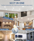 Six Pack 4 Inch Ultra Thin LED Recessed Ceiling Light With Junction Box 5 CCT Selectable in various home settings
