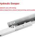 Six Pair Of 22 Inch Undermount Soft Close Drawer Slides Featuring Smooth Operator Glide Mechanics And Heavy Hitter 100 Pound Load Rating For No Sweat Cabinet Upgrades In Any Home Space Today, showing hydraulic damper detail.