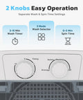 Heavy Duty Portable Washing Machine With 5.5 Pound Capacity And Quick 110V Spin Cycle controls showing timer and wash settings.