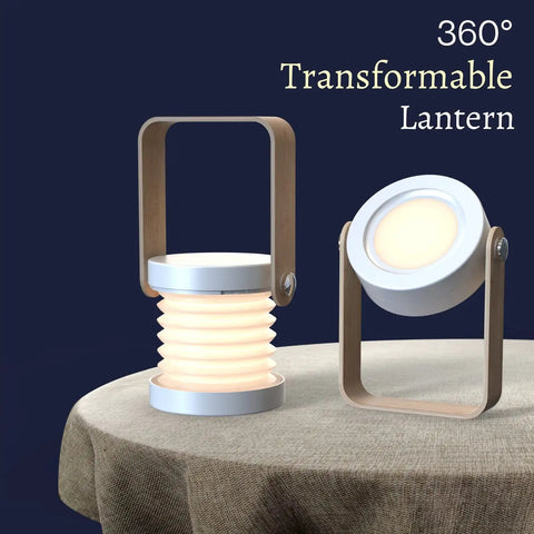 Image showing Grab And Go Rechargeable LED Lantern With 2000mAh Battery, featuring transformable design on table.