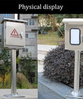 Outdoor IP67 Waterproof Electrical Junction Box In Stainless Steel Floor Mounted Enclosure For Outdoor Projects, Rugged 50cm Height Distribution Box, Dimensions L60 W25 H50cm, front and side view outdoors