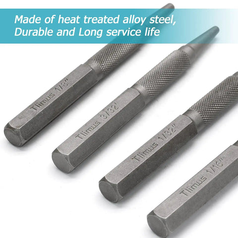 Heavy Duty Four Piece Nail Setter And Center Punch Set For Woodworking Projects With Precision Drill Marking Tools, heat treated alloy steel