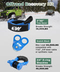 Offroad Recovery Kit With 10 Ton Snatch Block, Tree Saver, D Ring And Storage Bag To Help You Recover A Stuck Vehicle, Heavy Duty Winch Accessories For Trail Riding And Overland Adventures, 3x8 tree saver strap