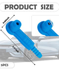Top Tier Five Piece Brake Bleeder Kit With Vacuum Pump Connectors For No Sweat Fluid Changes And Fast Air Purging To Keep Your Street Machine Stopping Rock Solid Every Day, blue rubber adapter with size details.