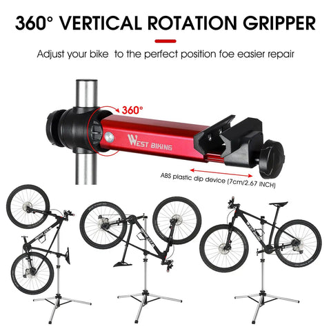 Bike Repair Stand With 360 Degree Swivel Clamp Adjustable Foldable Work Stand Lightweight Aluminum Floor Station 85 Lbs Max Capacity