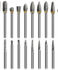 20 Piece Tungsten Carbide Burr Set For Dremel And Small Rotary Tools With One Eighth Inch Shank And One Quarter Inch Cutting Diameter
