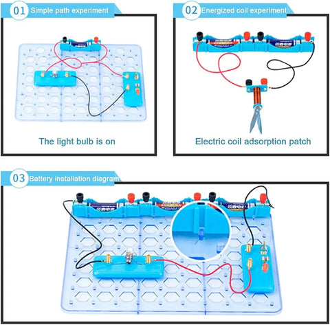 Hands On Electrical Experiment Kit For Kids With Energized Coils And Light Bulb Demonstration, A Fun STEM Discovery Toy For Classrooms, Camps, And Home Learning, plastic circuit board