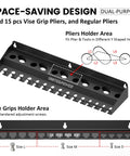 Illustration of Vise Grip Holder Wall Mount Rack showing space-saving design with pliers and vises holder slots.