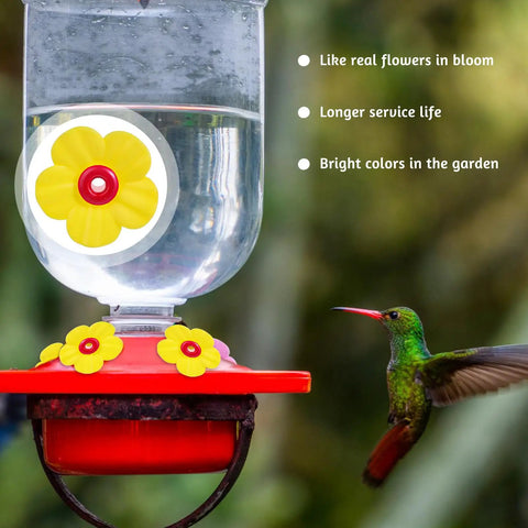 16 Pcs Hummingbird Feeder Replacement Flowers With Two Cleaning Brushes For Outdoor Bird Feeders Attractive Bee Guards Parts Kit To Lure Tiny Birds And Keep Hoses Fresh Naturally This Season Long