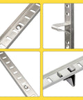 Heavy Duty Adjustable Shelf Brackets Rock Solid Wall Mount Shelf Standards Rustproof Stainless Steel 40 inch adjustable rails.
