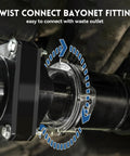RV Sewer Gate Valve With Leak-Proof Cap And Flow Control Handle, three inch twist-on bayonet fitting installation