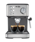 Compact Espresso Machine With 15 Bar Pump And Steam Wand Milk Frother Automatic Coffee Maker For Brewed Good Times And Smooth Morning Shots Kitchen Counter Essential Home Brewing Game Changer making two espresso shots.